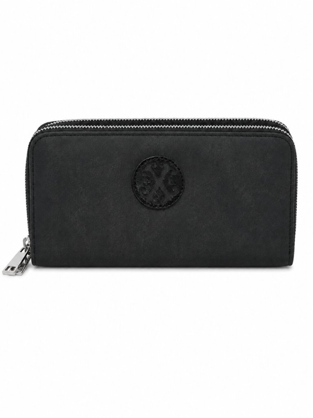 CXL by Christian Lacroix Women Ames PU Denim Double Zipper Wallet, Black